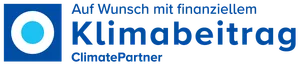 ClimatePartner-Badge: Auf Wunsch mit finanziellem Klimabeitrag